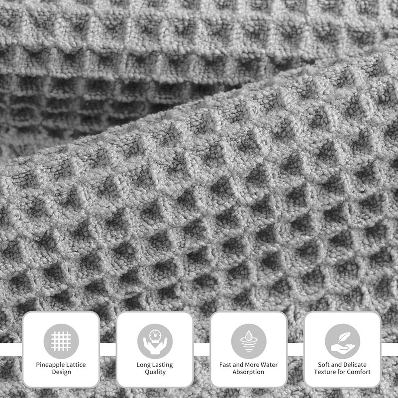 MICROFI New Microfiber Waffle Bath Towels, 3 Pieces, Oversized, Soft, Absorbent, Fast Drying, Lint Free, Includes Bath, Face and Hand Towels (Silver) - Image 2